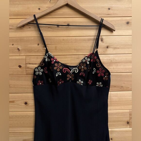 Malizia La Perla Size Small Silk Mesh Floral Bodice Intimates Slip Night Gown - Picture 2 of 13